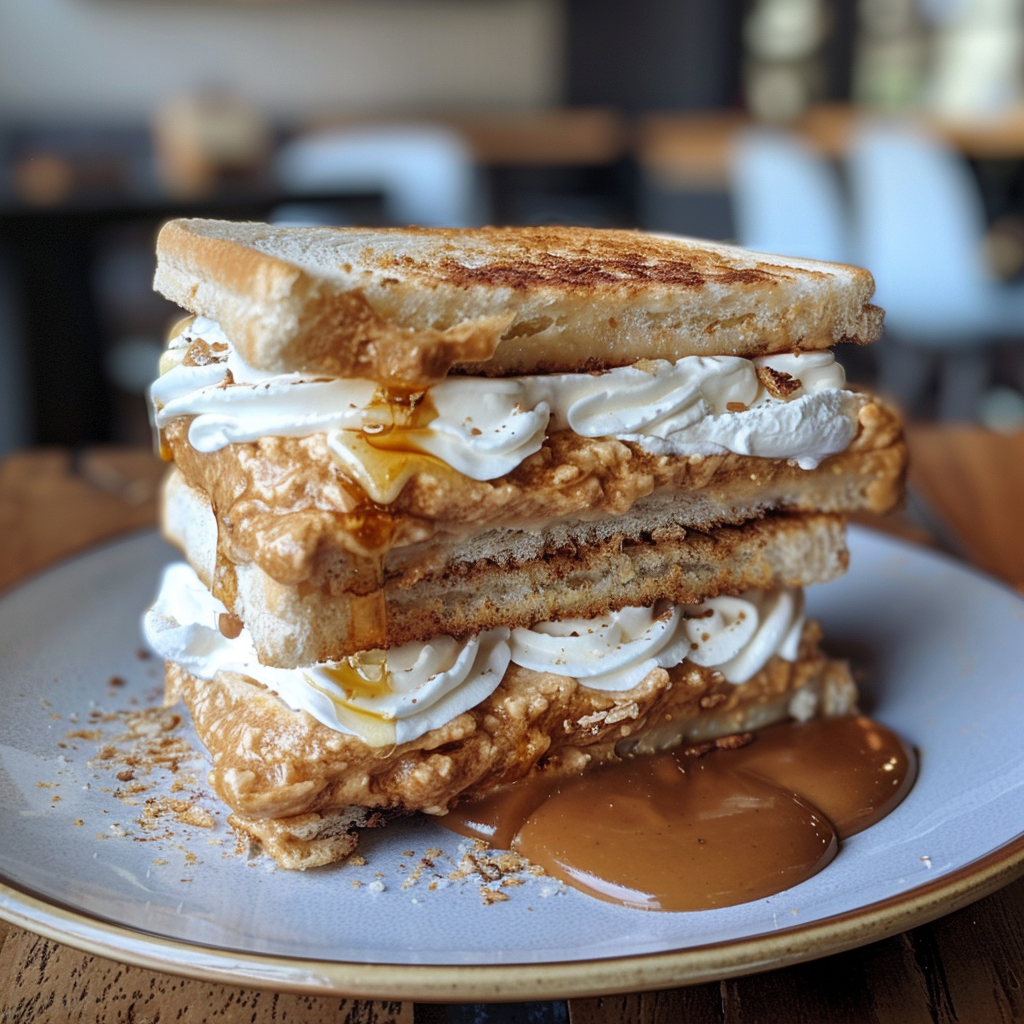 Classic Fluffernutter Sandwich with Peanut Butter and Marshmallow Fluff on White Bread