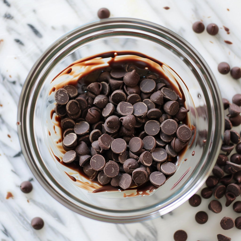 Melting chocolate chips in a microwave-safe bowl.